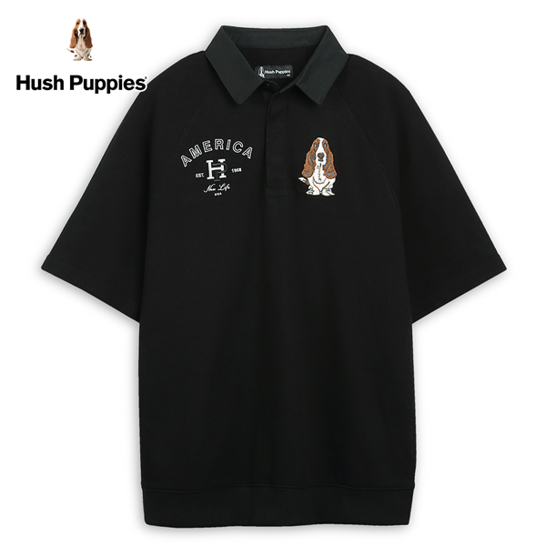 Hush Puppies POLO衫 男裝雙圖騰刺繡狗寬鬆拉克蘭袖POLO衫 product thumbnail 5