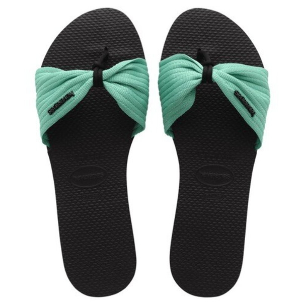 havaianas 哈瓦士 巴西人字拖 女款 you st trip basic 黑底綠帶 拖鞋 夾腳拖【南風百貨】