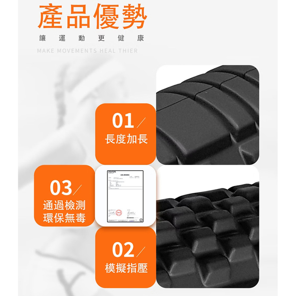 成功SUCCESS 加長型按摩瑜珈滾筒(硬度50度) S4697 product thumbnail 4