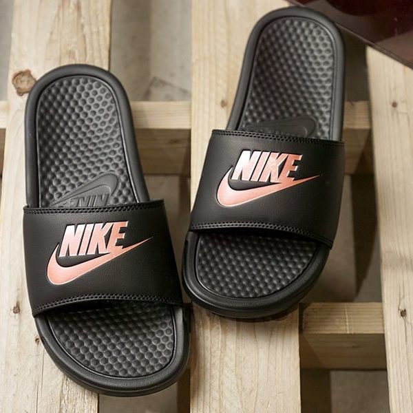 x［TellCathy］ NIKE WMNS BENASSI JDI 黑色-玫瑰金 343881-007 拖鞋 女