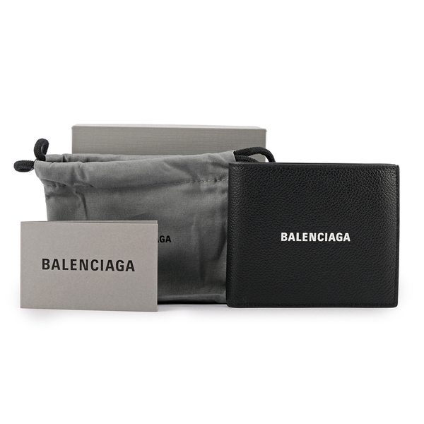 【BALENCIAGA】經典LOGO牛皮8卡對開短夾(黑) 594549 1IZI3 1090