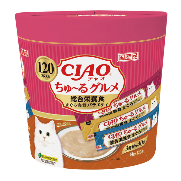 【14g/120入】日本製CIAO 啾嚕肉泥桶裝 120入 啾嚕美味肉泥系列 化毛配方 綜合營養食 肉泥 貓零食 product thumbnail 9