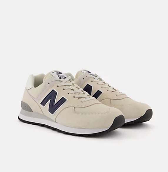 New Balance 男女款(參考男款尺寸) 杏白色 復古 麂皮 運動休閒鞋 ML574EQ2【KAORACER】