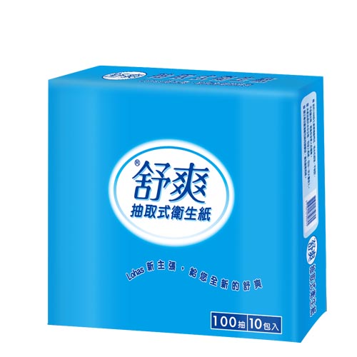 舒爽抽取式衛生紙100抽x10包【愛買】 product thumbnail 2