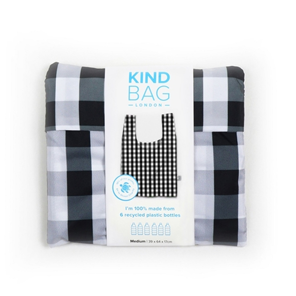 英國Kind Bag-環保收納購物袋-中-黑白格紋 product thumbnail 4