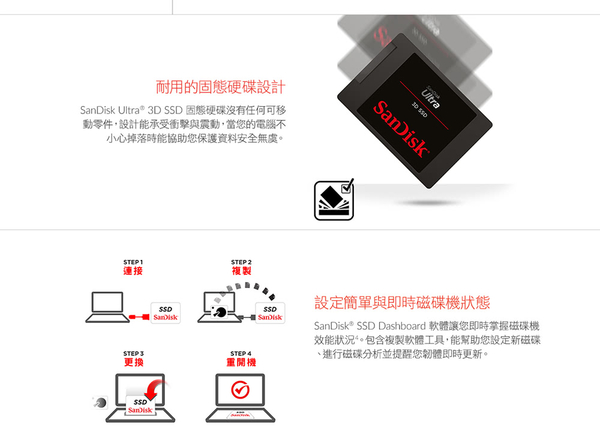 SanDisk Ultra 3D SSD 1TB 2.5吋 固態硬碟 SR560/SW520MB/s SSD product thumbnail 6