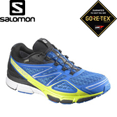 【SALOMON 索羅門 男款X-Scream 3D GORE-TEX 輕量健行鞋〈聯盟藍/壁虎綠〉】375965/休閒鞋/登山鞋