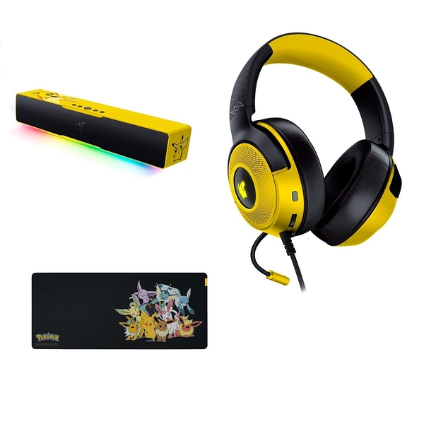 雷蛇 RAZER Pokémon 寶可夢聯名款限量促銷組合[北海巨妖耳機麥克風][巨甲蟲XXL鼠墊][利維坦巨獸喇叭]