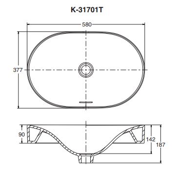 【 麗室衛浴】美國KOHLER CHALICE 檯面立體盆(58CM) K-31701T-0 product thumbnail 3