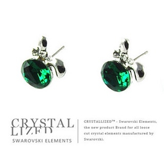 新光飾品-綠色魅影蘋果水晶耳環