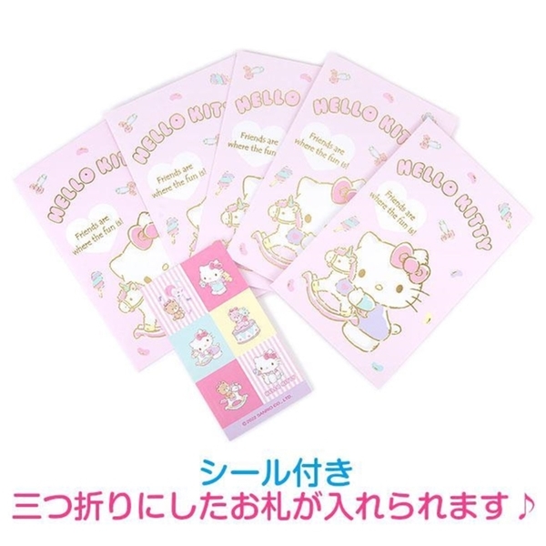 小禮堂 Hello Kitty 迷你直式紅包袋5入組 (粉搖搖馬款) 4550337-456859 product thumbnail 3