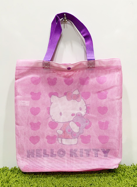 【震撼精品百貨】Hello Kitty 凱蒂貓~日本SANRIO三麗鷗KITTY網狀手提袋肩背包-愛心抱熊*30528