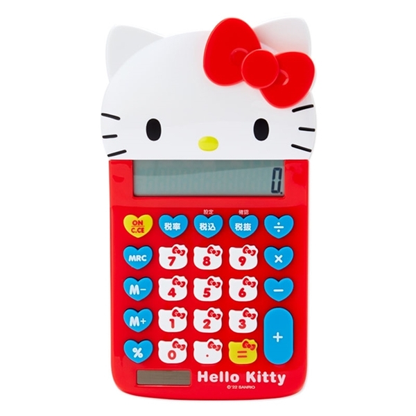 小禮堂 Hello Kitty 造型太陽能12位元計算機 (紅大臉款) 4550337-633878