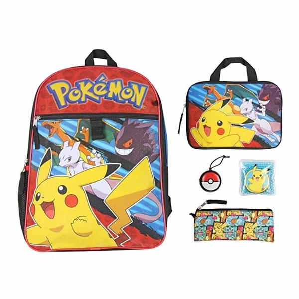 Pokemon 寶可夢皮卡丘書包餐袋5件組backpack School Supplies Pikachu Accessories 9美國直購 Yahoo奇摩超級商城