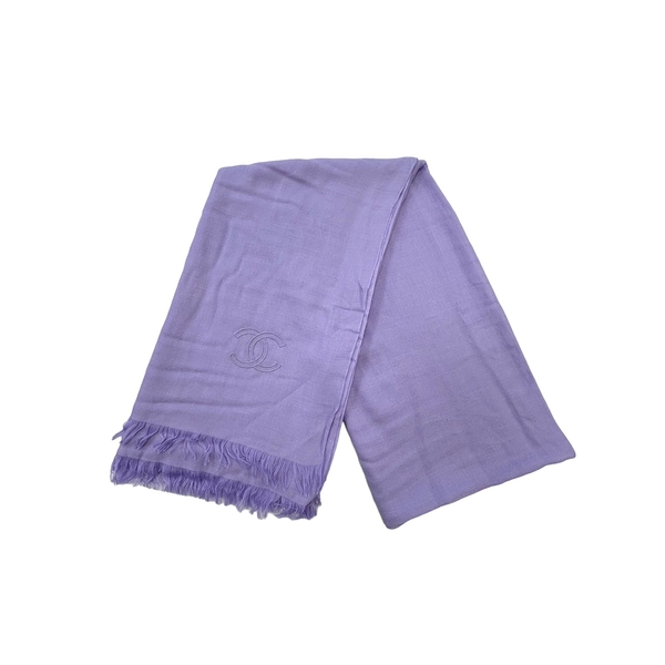 【二手名牌BRAND OFF】CHANEL 香奈兒 紫色 真絲 圍巾 披肩