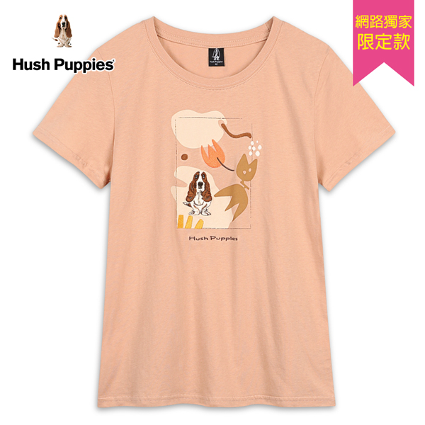 Hush Puppies T恤 女裝印幾何繡花朵刺繡狗短袖T恤