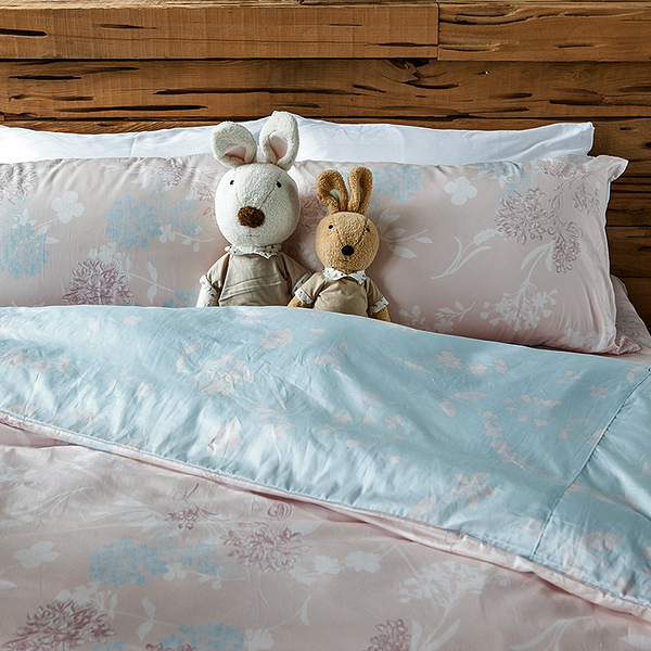 戀家小舖【夢遊愛麗絲】雙人特大床包含兩件枕套 100%精梳棉 特大床包枕套三件組 台灣製