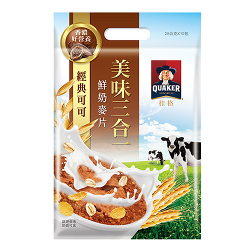 桂格美味三合一麥片袋裝系列(經典麥香/麥香減糖/特濃牛奶/經典可可)(10入/袋)【愛買】 product thumbnail 5