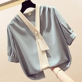 雪紡衫女短袖2020韓版超仙氣質襯衫很仙的上衣遮肚子顯瘦洋氣小衫 四季生活