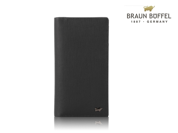 【全新品公司貨】BRAUN BUFFEL 真皮壓紋附拉鍊長夾 經典黑 【寧寧小舖/台中30年老店】BF378-631-1