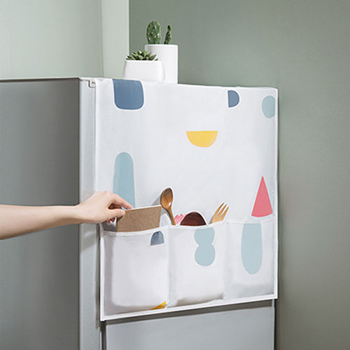 現貨－PEVA可水洗冰箱防塵罩 六口袋收納袋 (顏色隨機出貨)