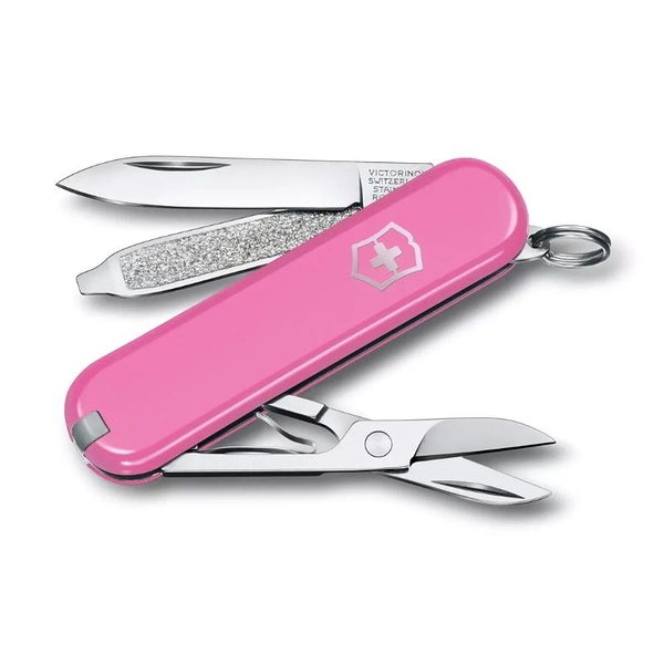 【Victorinox 瑞士維氏】瑞士刀CLASSIC SD 小型袋裝刀 7用刀 58mm-粉紅(0.6223.51G)