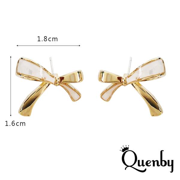 Quenby 送禮 母親節 韓系平價飾品 韓國同步微法式風金屬蝴蝶結耳環/耳針 product thumbnail 5