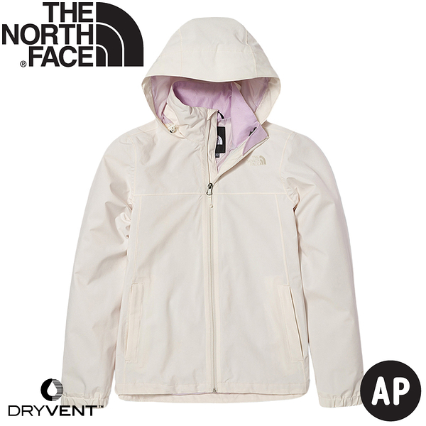 【The North Face 女 DryVent防水外套AP《米白/淺紫》】5AZZ/衝鋒衣/防風外套/連帽外套