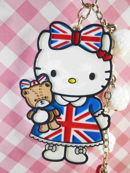 Hello Kitty 凱蒂貓~限定版手機吊飾-英國