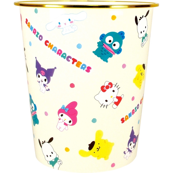 asdfkitty*三麗鷗家族滿版 圓型金邊垃圾桶/收納桶/玩具桶-日本正版商品