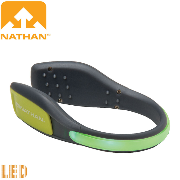 【NATHAN 美國 防水LED鞋環 綠】NA5072NB/亮燈閃爍/LED/安全閃燈/警示燈/健行/夜騎/自行車