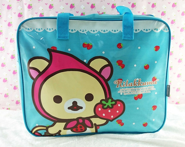 【震撼精品百貨】Rilakkuma San-X 拉拉熊懶懶熊~San-X 防水手提袋/收納袋-草莓#13020