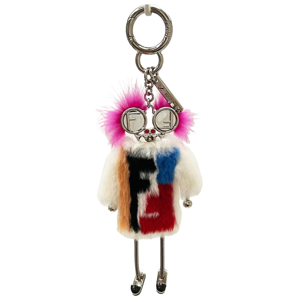 【二手名牌BRAND OFF】FENDI 芬迪 白色 毛絨 年輕巫師 Teen Witch Bag Charm 鎖匙圈