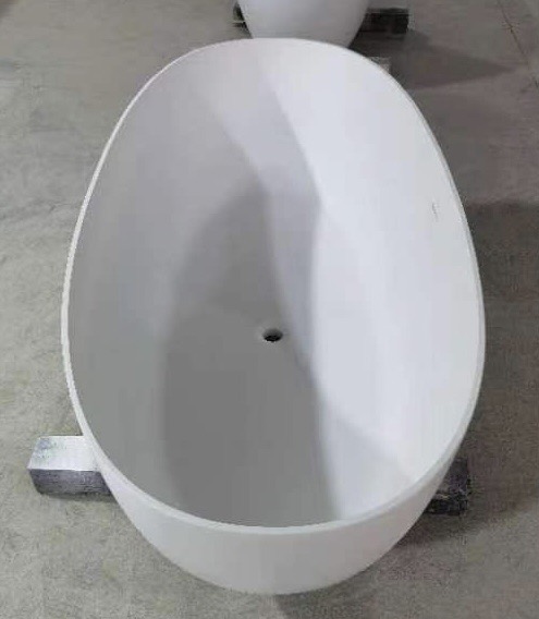 【麗室衛浴】BATHTUB WORLD H-604 流線造形人造石獨立缸蛋殼系列有160 /150*75*H55CM product thumbnail 5