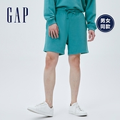 Gap男女同款 碳素軟磨系列法式圈織 Logo柔軟短褲 808886-綠色