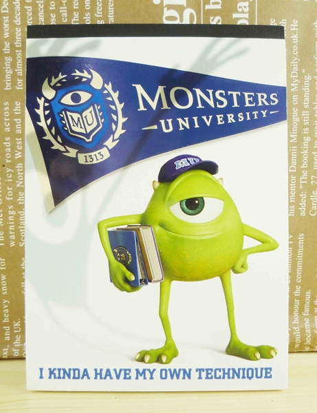 【震撼精品百貨】Monsters University_怪獸大學~便條本-大眼仔圖案-白色