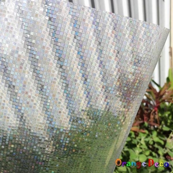 【橘果設計】3D小馬賽克 靜電玻璃貼 90X200CM 防曬抗熱 無膠設計 磨砂玻璃貼 可重覆使用 壁紙
