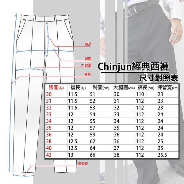 【Chinjun】正統上班族西裝褲100%免燙、打折條紋黑 product thumbnail 3