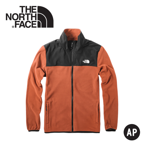 【The North Face 美國 男 刷毛保暖外套《橘紅》】3VTA/抓絨外套/夾克/立領外套/保暖外套/中層