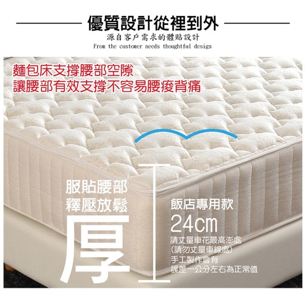 床墊 獨立筒 睡寶(麵包型25cm高)乳膠-護腰型-蜂巢式獨立筒床墊-雙人加大6尺$9500