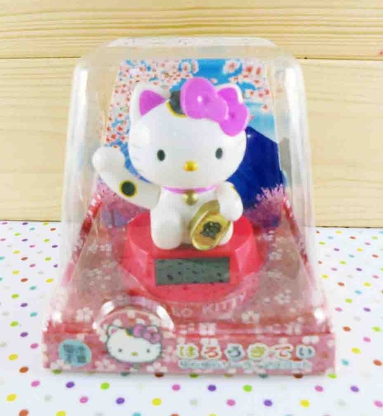 【震撼精品百貨】Hello Kitty 凱蒂貓~太陽能擺飾-粉招財貓