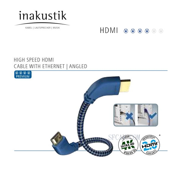 【竹北勝豐群音響】預購-inakustik 4星級  HDMI 4K影音訊號線 直角  3m 公司貨 總代理:瑩聲公司