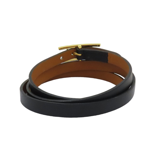 【二手名牌BRAND OFF】HERMES 愛馬仕 黑色 牛皮 多圈 手環 Hapi 3 Bracelet product thumbnail 2