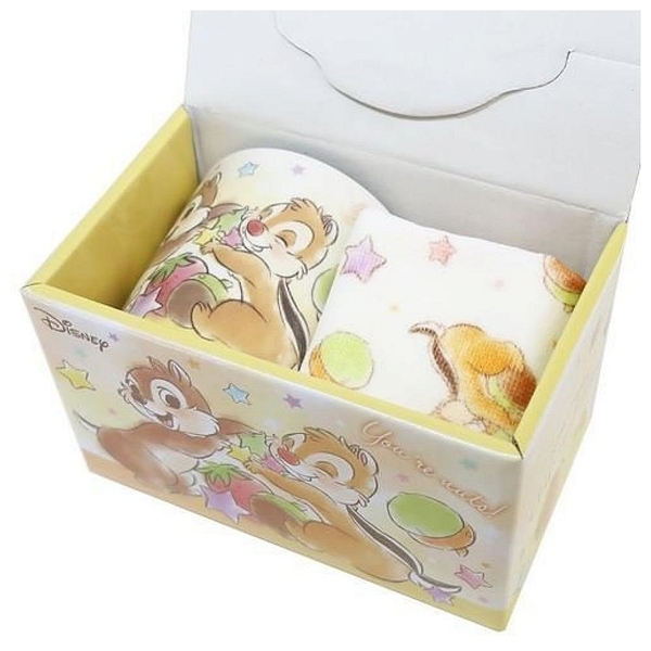 【震撼精品百貨】奇奇蒂蒂 Chip&Dale ~迪士尼 DISNEY 奇奇蒂蒂 陶瓷馬克杯附小方巾 毛巾(200ML)*14942