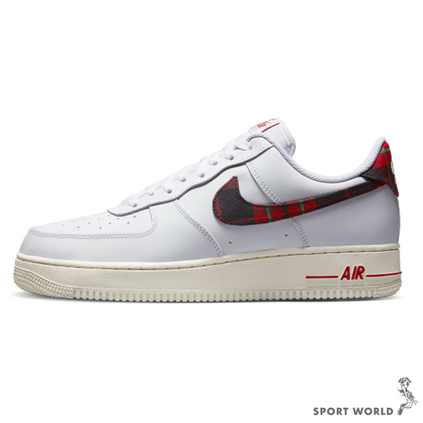 Nike 男鞋 休閒鞋 AF1 紅格紋 奶油底 AIR FORCE 1 白紅格【運動世界】DV0789-100