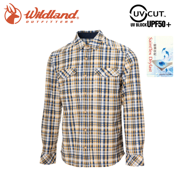 【Wildland 荒野 男 彈性格紋內刷毛保暖襯衫《杏黃》】0A722021/格紋衫/運動衣/休閒衫/薄外套