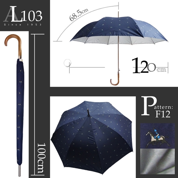 雨傘 陽傘 萊登傘 抗UV 自動直傘 大傘面120公分 防曬 Leotern 藍色馬球 product thumbnail 4