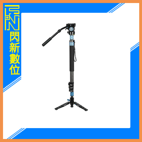 Sirui P-424FL+VH10 雲台套組 碳纖維 單腳架 附三腳座 加高版(P424 FL VH10,公司貨)