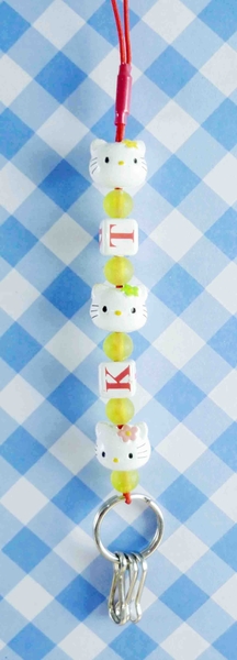 【震撼精品百貨】Hello Kitty 凱蒂貓~手機吊飾-白英文黃花 product thumbnail 2