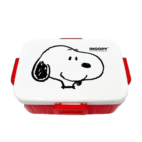 小禮堂 Snoopy 方形四扣便當盒 (紅白大臉款) 4719889-900993